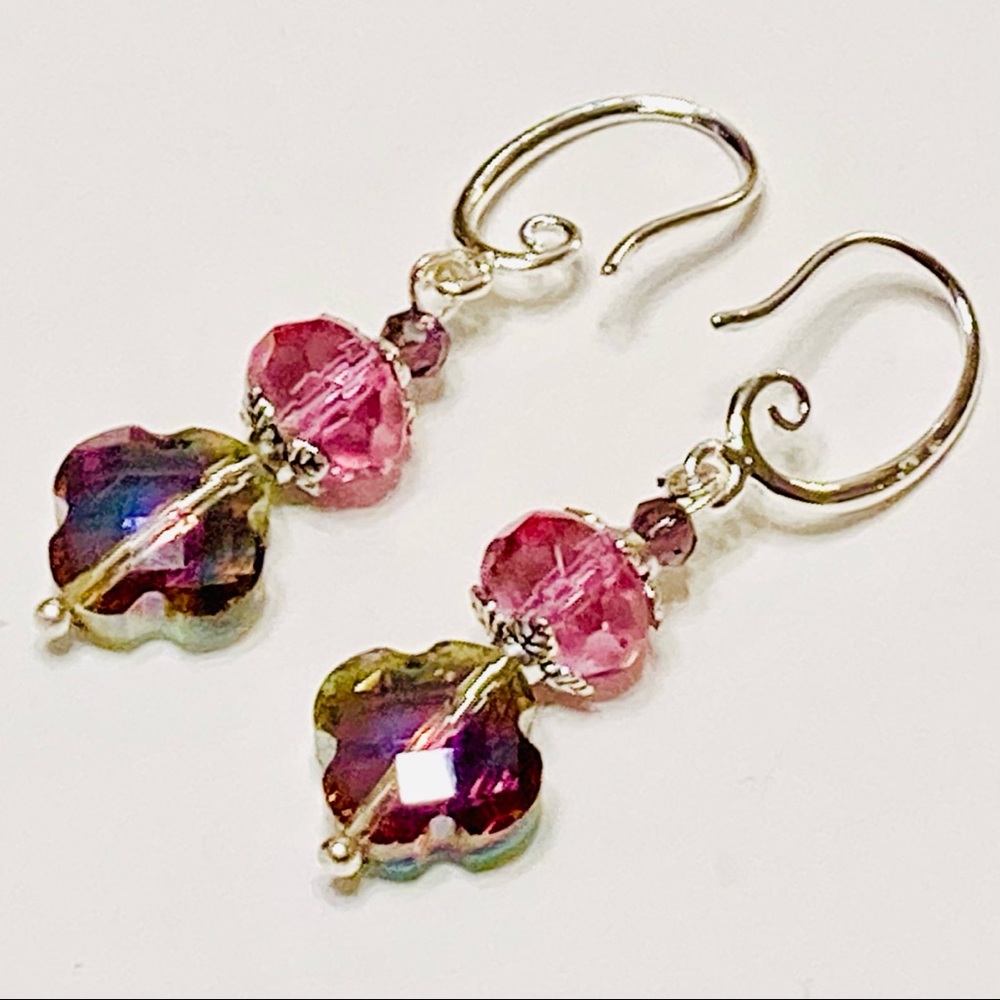 Pretty Pink Tiaria Crystal Earrings - Picture 6 of 8